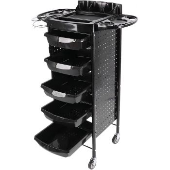 Salon Tray on Wheels Cart Black Space Saving Extra